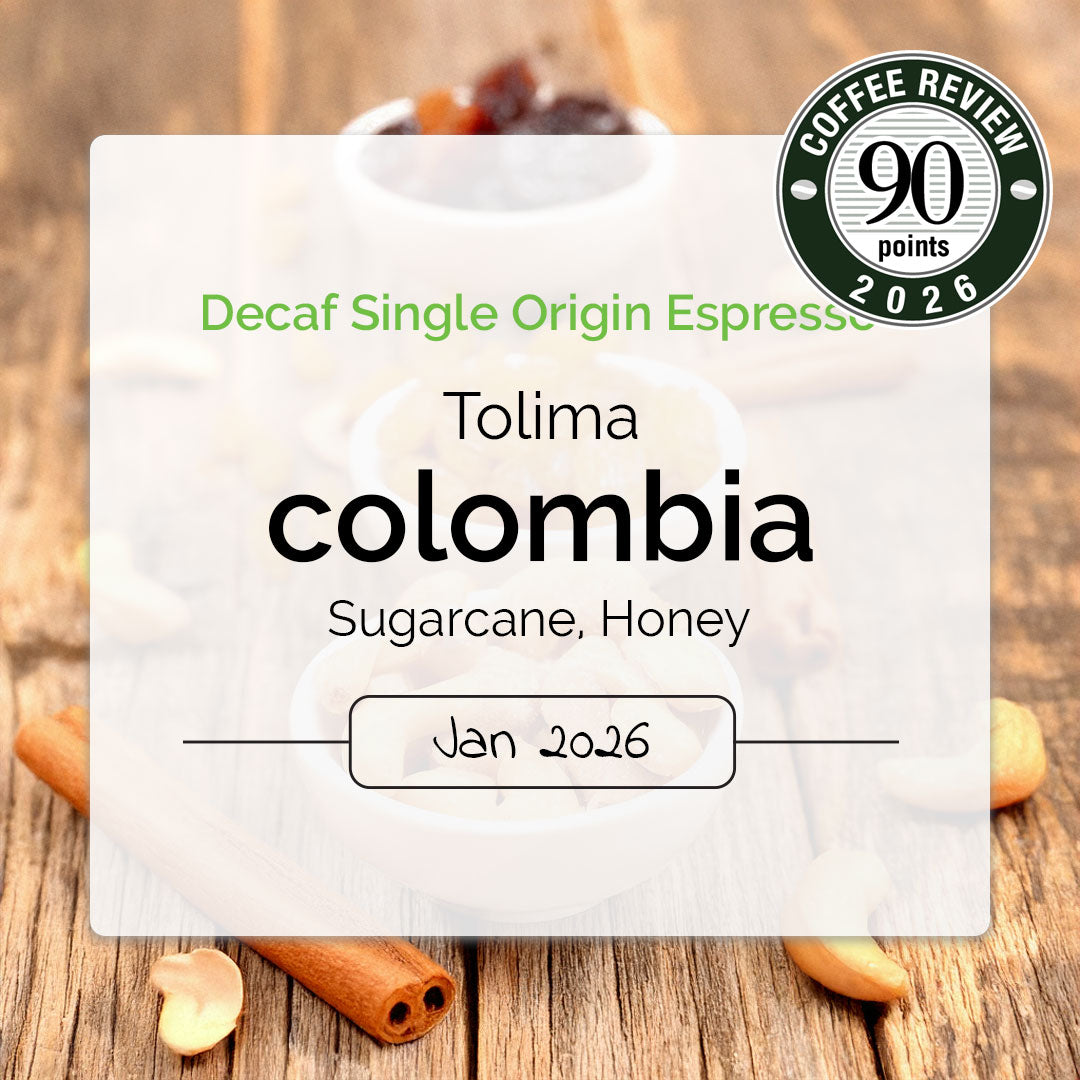 Honey process EA decaf espresso from Tolima Colombia