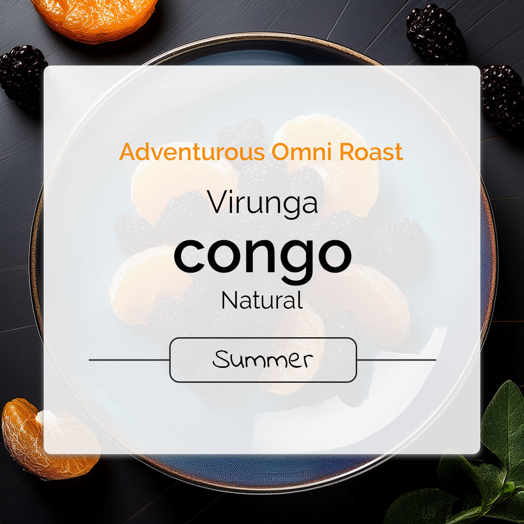 Adventurous omni-roast from Congo with flavors of blackberry, tangerine and chocolate