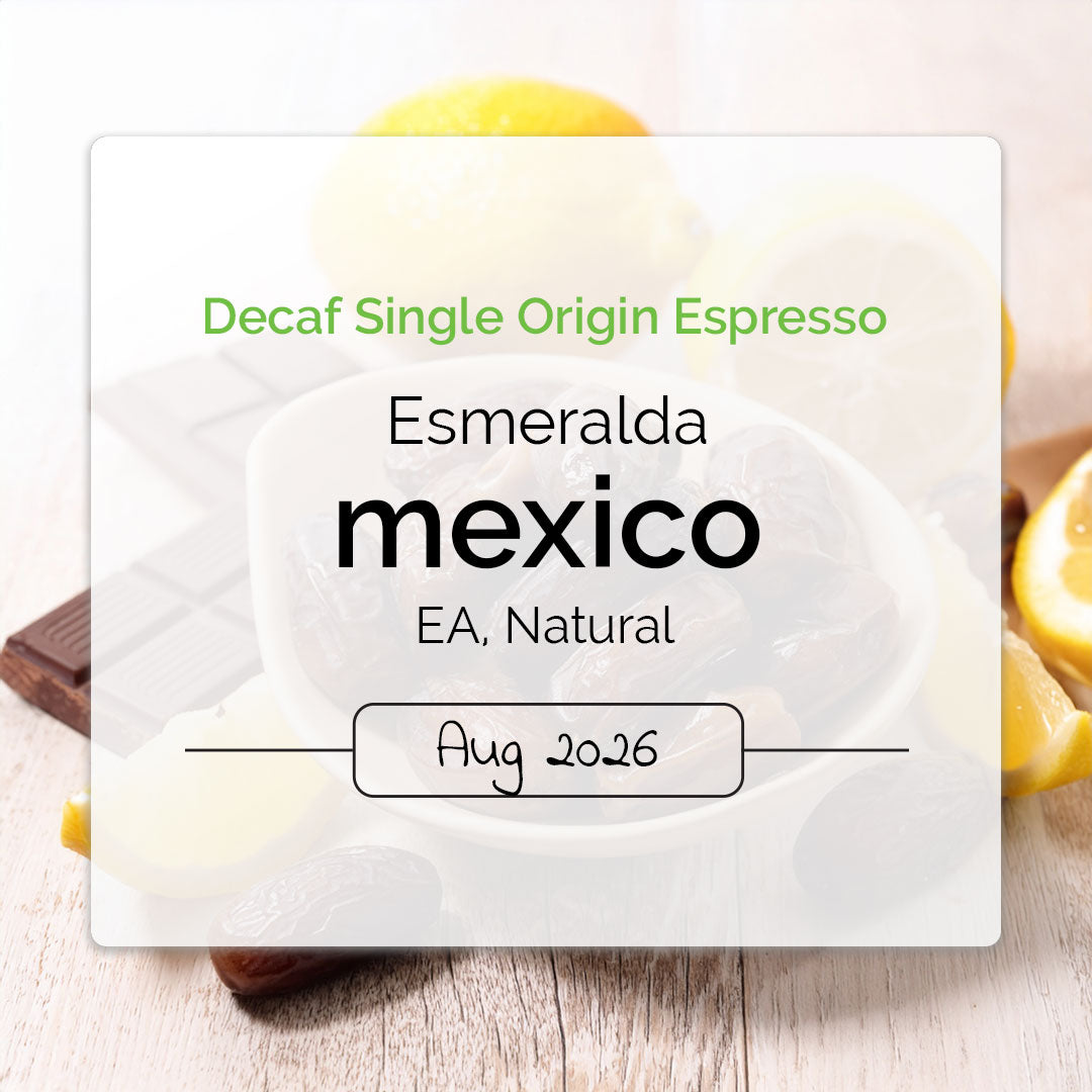 Classic espresso profile in a single origin decaf - brown sugar, lemon, dates and chocolate
