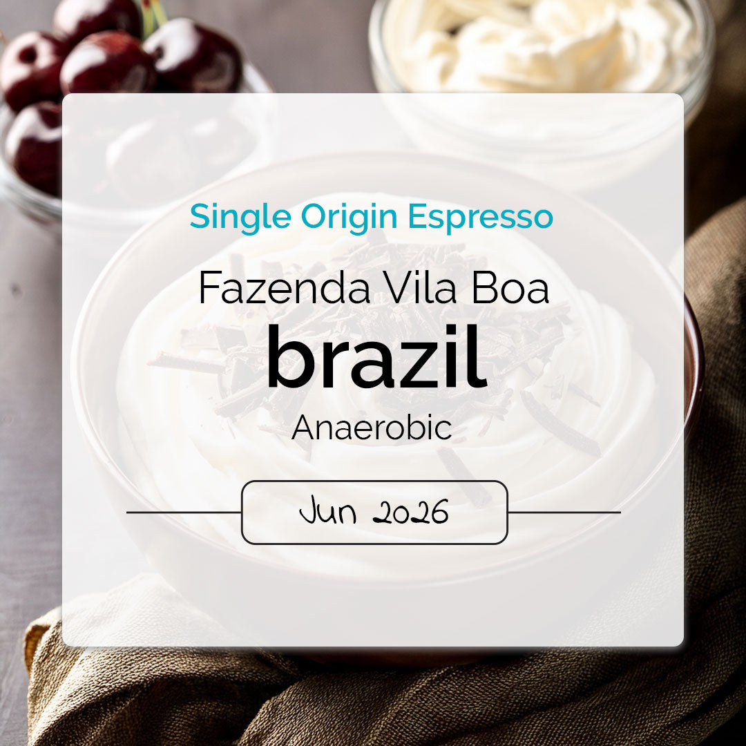 Anaerobic espresso from Brazil with notes of black cherry, vanilla frosting and hops.