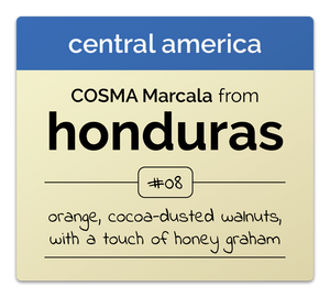 Honduras coffee, orange, walnut, honey graham